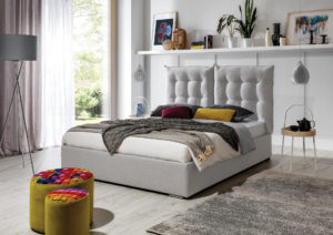 Łóżko tapicerowane SZYMON z regulowanym zagłówkiem